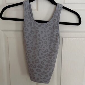 Beyond Yoga Studio Crop Tank in Gray Leopard